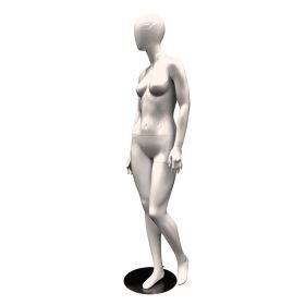 Female Mannequin - Gloss White With Walking Pose - Side View