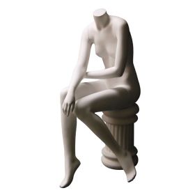 Sitting Female Mannequin With Pedestal Stool - Quarter View