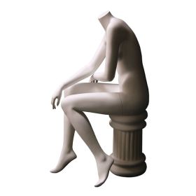 Sitting Female Mannequin With Pedestal Stool - Side View