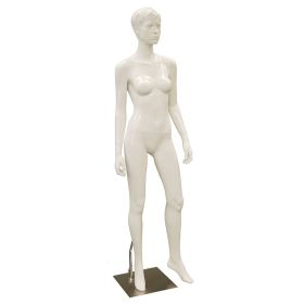 White Female Mannequin With Molded Hair - Relaxed Standing Pose