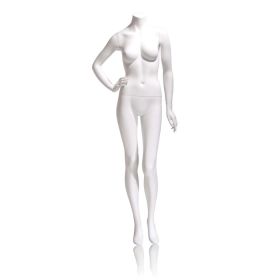 Full Body Headless Mike Series Standing Torso - Mannequin & Clothing From -  Hands on Hip Left Knee Bent - Gloss White Finish