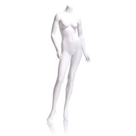 A headless female mannequin with upper torso turned to the side. 