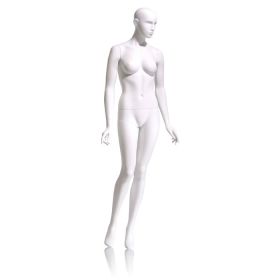 Female Mannequin, Matte White with Semi-Abstract Face