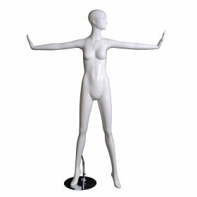 Female Abstract Mannequin With Facial Features - Arms Extended Pose