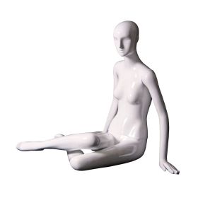 Female Abstract Mannequin - Seated on Floor With Legs Crossed Sideways - Side View