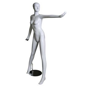 Female Abstract Mannequin With Facial Features - Left Arm Extended Pose - Side View