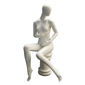 Seated Female Egg Head Mannequin - Looking Over Shoulder Pose