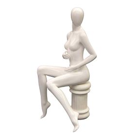 Seated Female Egg Head Mannequin - Looking Over Shoulder Pose - Side View