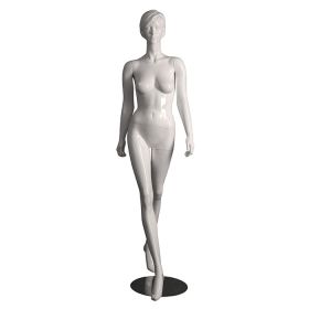 Female Mannequin - White With Molded Features - Walking Pose