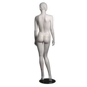 Female Mannequin - White With Molded Features - Relaxed Standing Pose - Rear View