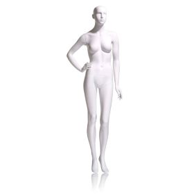 Female Mannequin, Semi-Abstract Facial Features , Matte White Finish