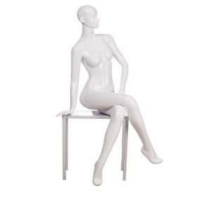 Seated Female Mannequin With Bench - Quarter View