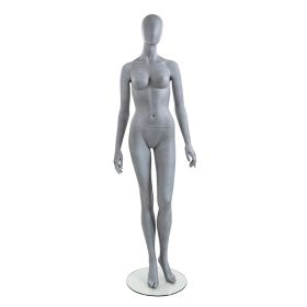 Standing Egg Head Style Female Mannequin, "Slate" Grey - 01