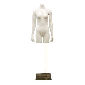 54H with Base Female Headless White Plastic Mannequin with Straight Arms 