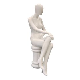 Seated Female Egg Head Mannequin - Side View