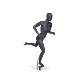Athletic Female Running Mannequin - Matte Grey - Side View