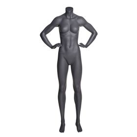 Female Sports Mannequin - Headless - Matte Grey - Front View