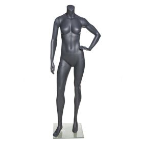 Female Sports Mannequin - Headless - Matte Grey - Side View