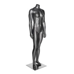 Female Sports Mannequin - Headless - Metallic Grey - Side View