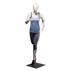 Female Sports Mannequin - Runner - Matte White - Shown With Clothing