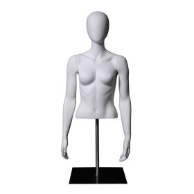 Female Torso Mannequin with Head - Abstract Style - Matte White