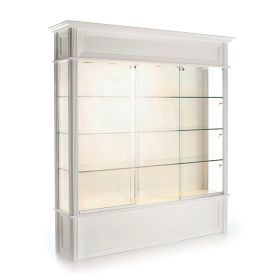Large Traditional Trophy Case - White Veneer - Quarter View