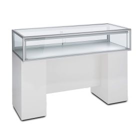 Display Case for Jewelry - White with Silver Frame - Side View