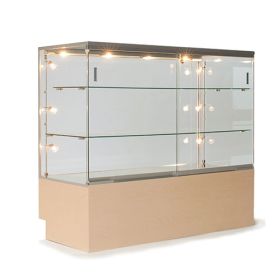 Full Vision Display Case - Rear View with Lights - Maple Color