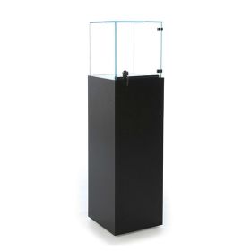 Museum Pedestal Display Case - Black - Quarter View