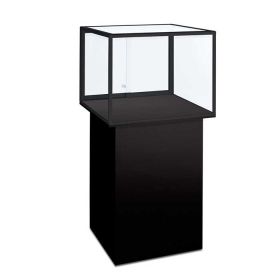 Glass Pedestal Showcase - Square - Black - 02