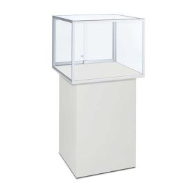 Glass Pedestal Showcase - Square - White - 02