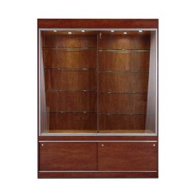 Trophy Display Case with Center Divider - Cherry Laminate - Front View