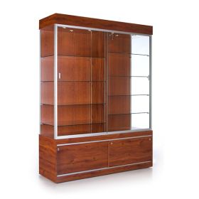 Large Wall Display Case - Cherry With Cherry Back - Quarter View