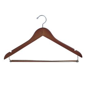 Contoured Suit Hanger with Pant Lock Bar - Dark Wood