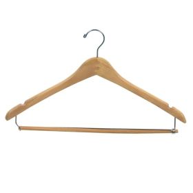 Contoured Suit Hanger with Pant Lock Bar - Light Wood