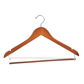 Contoured Suit Hanger With Locking Bar - Matte Teak
