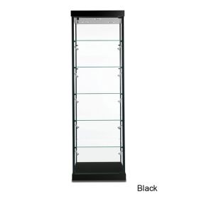 Square Tower Display Case - (Shown with optional sidelights) - Black - 01