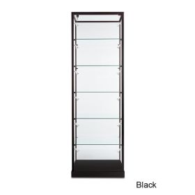 Glass Tower Display Case with Glass Top - Black Front View