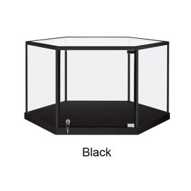 Hexagonal Table Top Display Case - Black