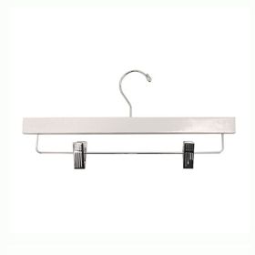 Wooden Pant Hangers with Clips, White Finish
