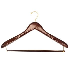 Premium Contoured Thick Suit Hanger With Lock Bar - Dark Wood