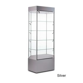 Large Hexagonal Tower Showcase - (Shown with optional sidelights) - Silver - 02