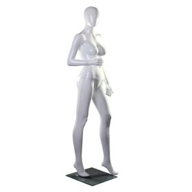 Female Egg Head Mannequin with Right Arm Raised 