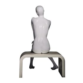 Seated Female Mannequin - Gloss White With Hands On Knees - Back