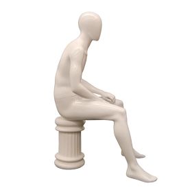 Sitting Male Egg Head Mannequin - Side View