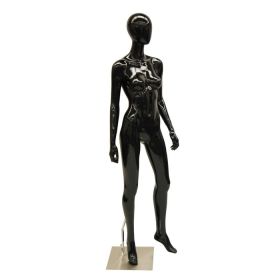 Black Mannequin Female, Abstract Style with Glossy Finish - Side View