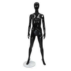 Gloss Black Female Head Mannequin - Legs Apart  - 01
