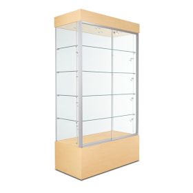 Wall Display Case - 40" x 19.75" x 73" - Maple - Quarter View