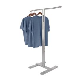 2 Way Clothing Rack, Bauhaus Style with Wave Hangrails - Shown in use
