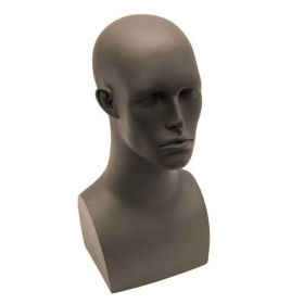 Matte Grey Male Mannequin Head - Quarter View